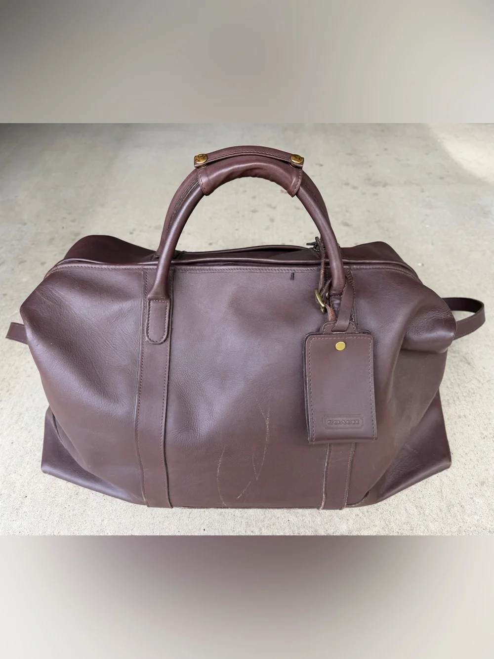 Rare Vintage Coach Leather Weekender Duffle Bag 0502 - Brown
